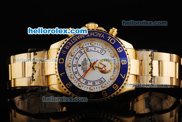 Rolex Yacht-Master II Oyster Perpetual Automatic Full Gold with Blue Bezel and White Dial - Click Image to Close